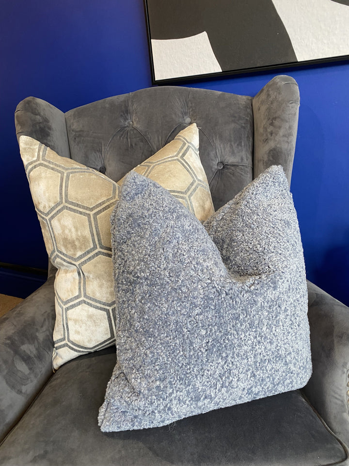 Bouclé Blue Cushion