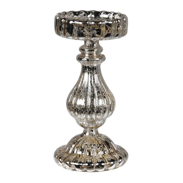 Distressed Silver Candle Holder