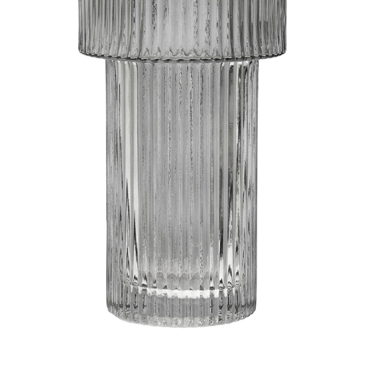 Grey Ribbed Glass Vase