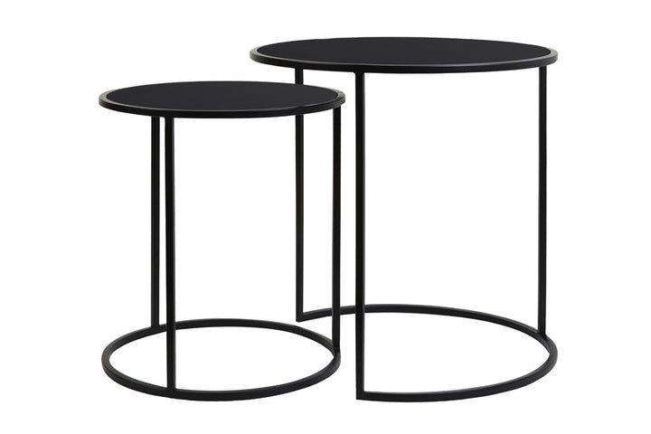 Set of Two Matt Black Side Tables