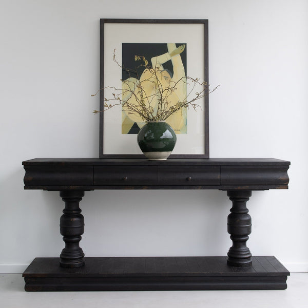 Small Distressed Black Henley Console