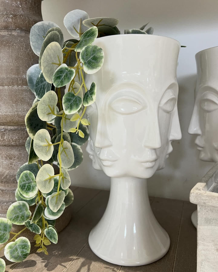 White Ceramic Face Vase