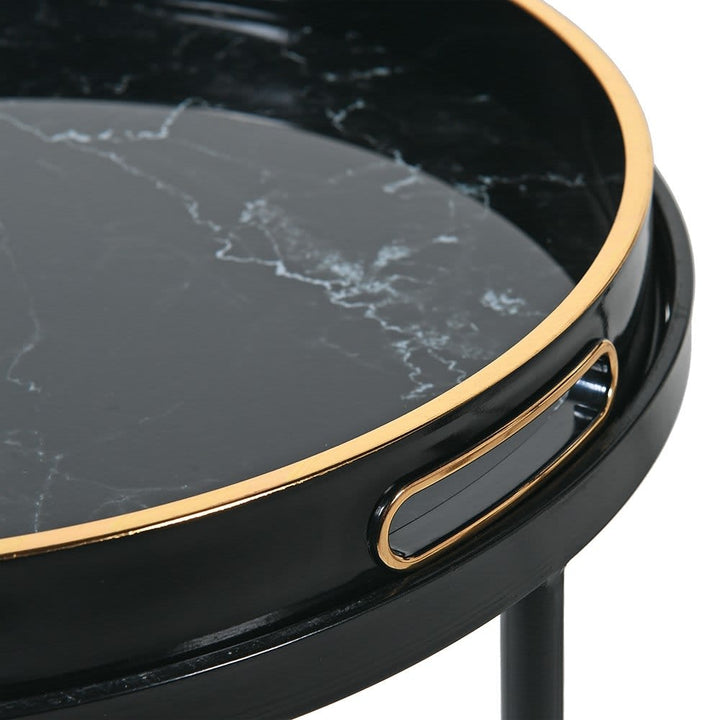 Black Marble Effect Tray Tables