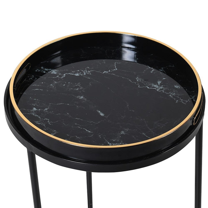 Black Marble Effect Tray Tables