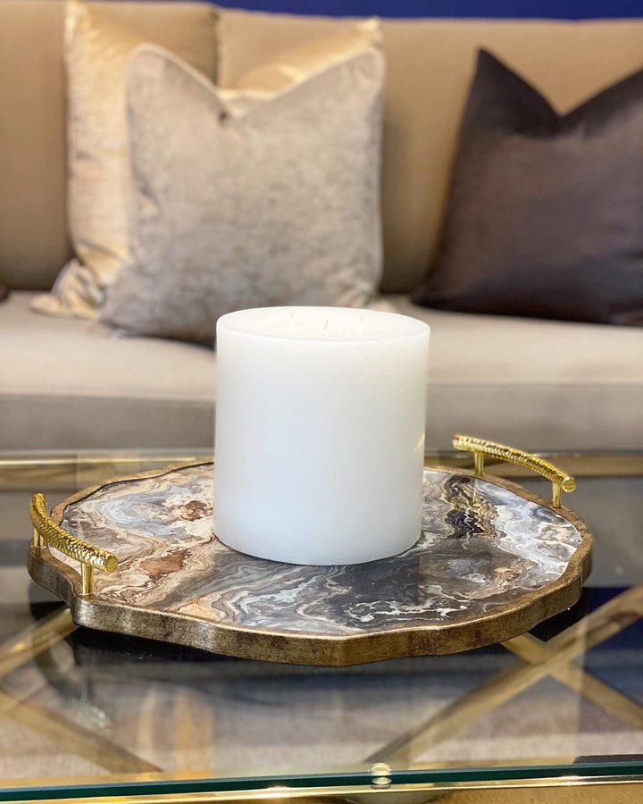 Black Marble Tray with Gold Handles