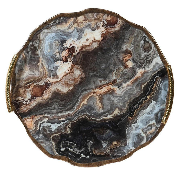 Black Marble Tray with Gold Handles
