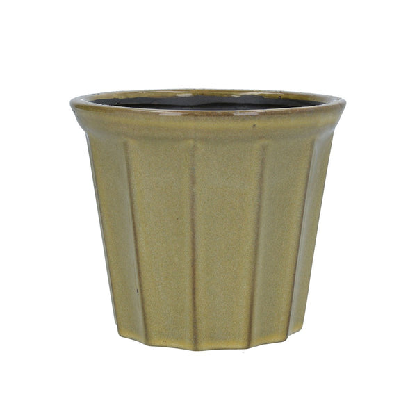 Chartreuse Ribbed Plant Pot Medium