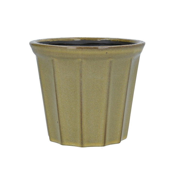Chartreuse Ribbed Plant Pot Medium