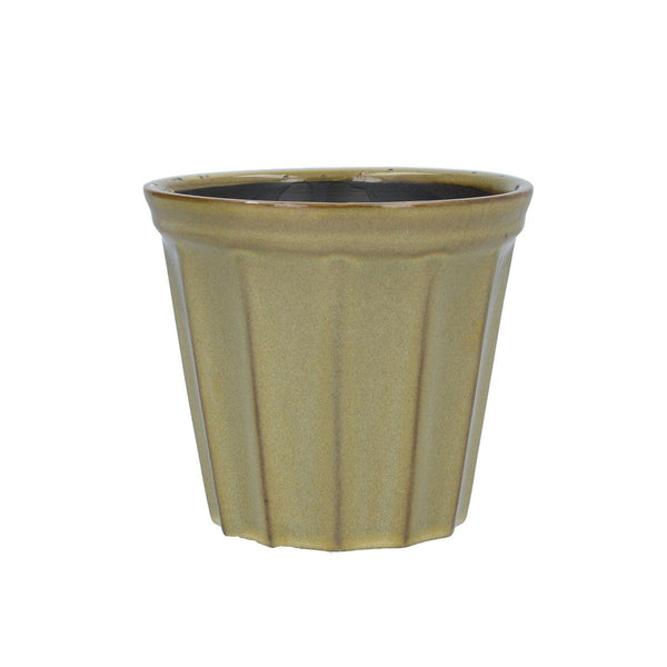 Chartreuse Ribbed Plant Pot Small