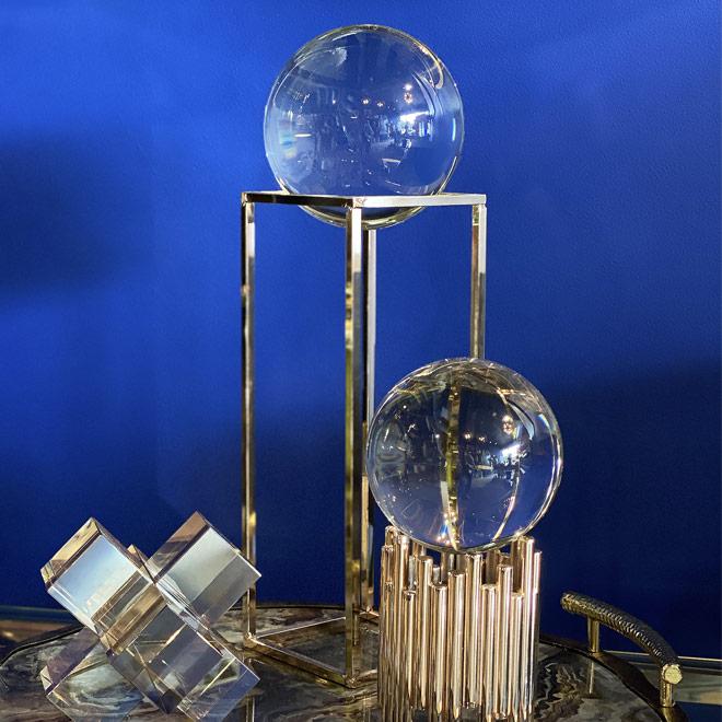 Glass Ball on Rose Gold Stand