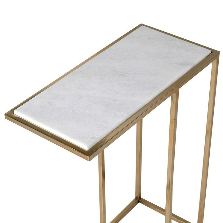 Gold Frame Side Table with Marble Top