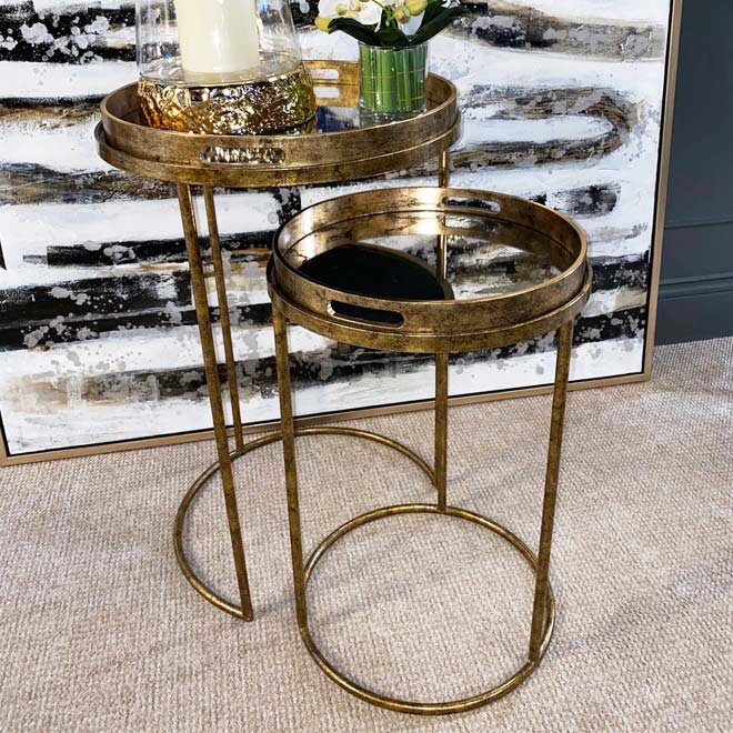 Gold Mirror Tray Tables