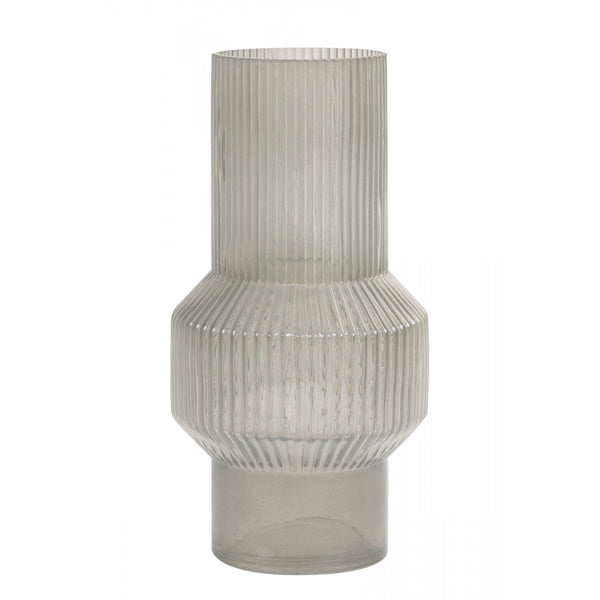 Large Light Grey Ribbed Vase