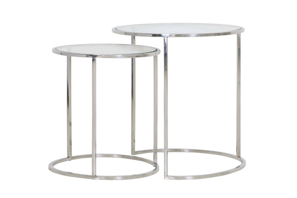 Set of 2 Round Chrome Side Tables