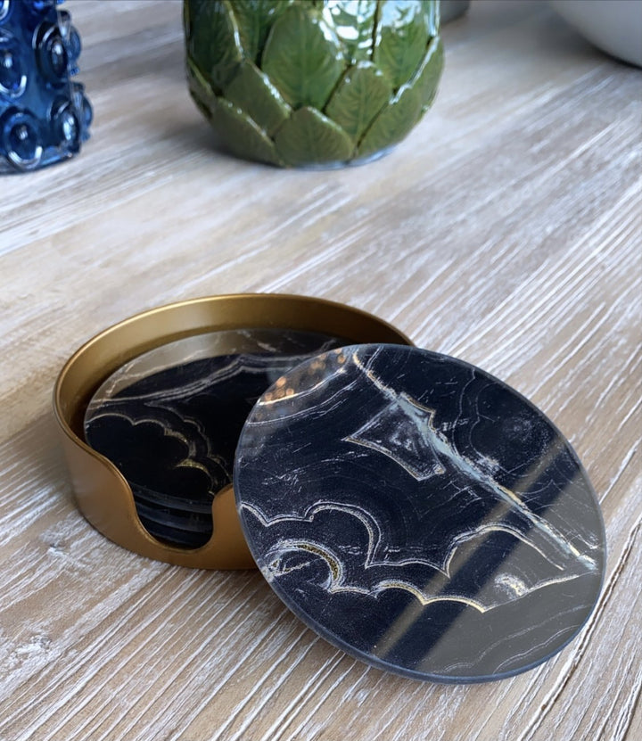 Set of 4 Black Marble Coasters