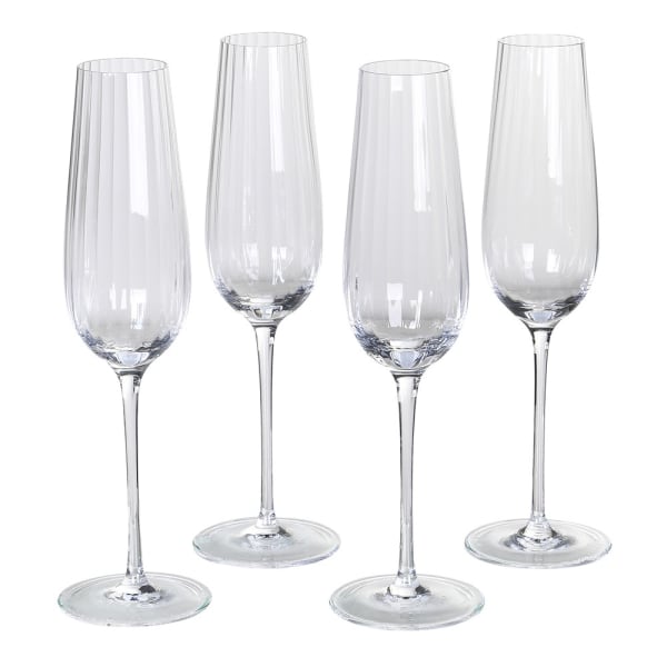 Set of Four Ribbed Champagne Glasses