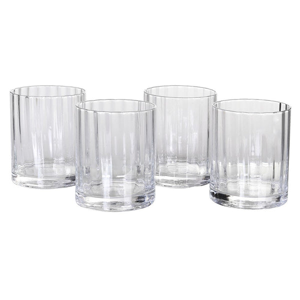Set of Four Ribbed Whiskey Glasses