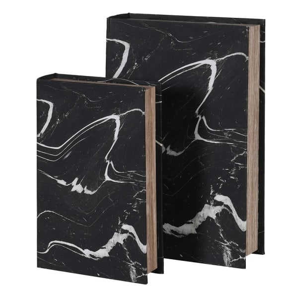 Set of Two Marble Effect Book Boxes
