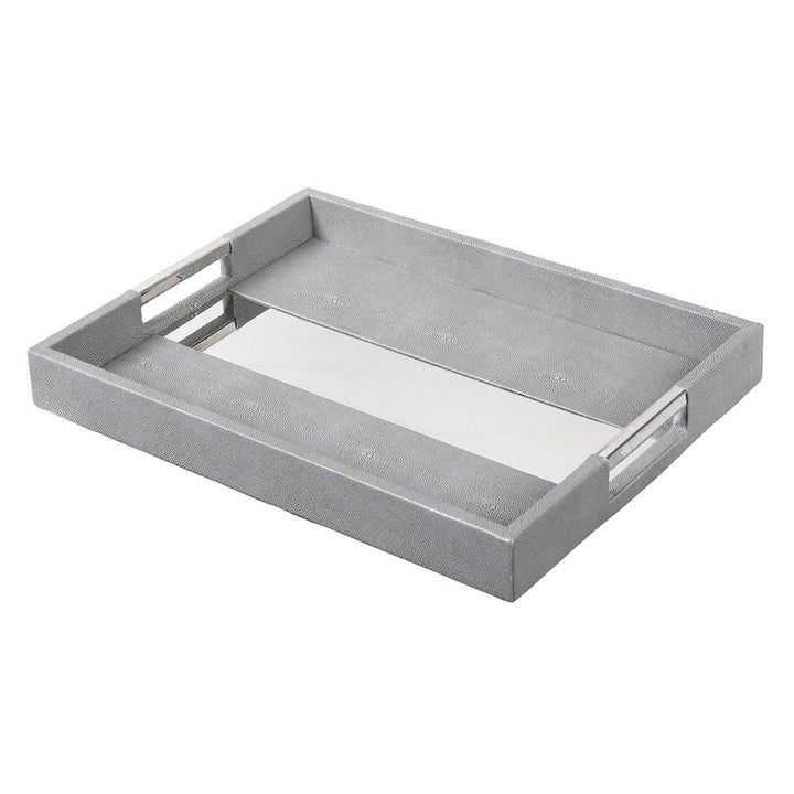 Shagreen Tray with Silver Trim Large