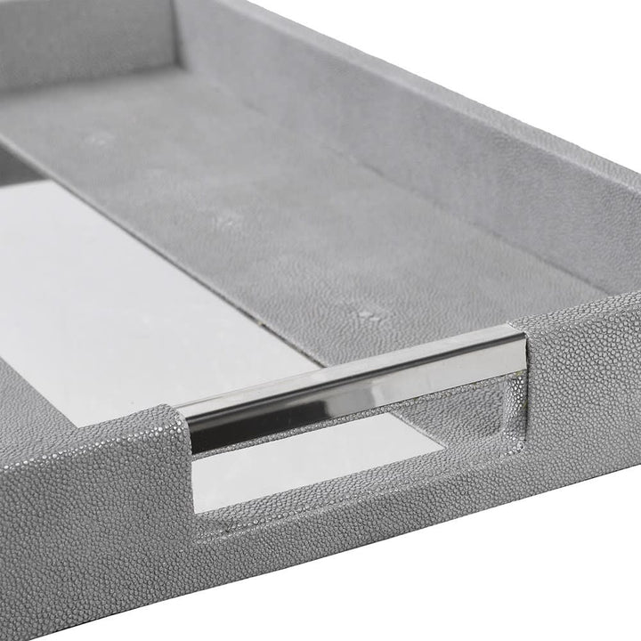 Shagreen Tray with Silver Trim Large