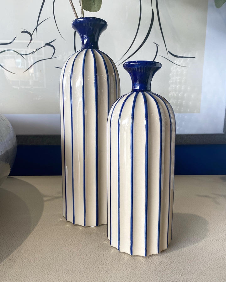 Small Blue Striped Vase