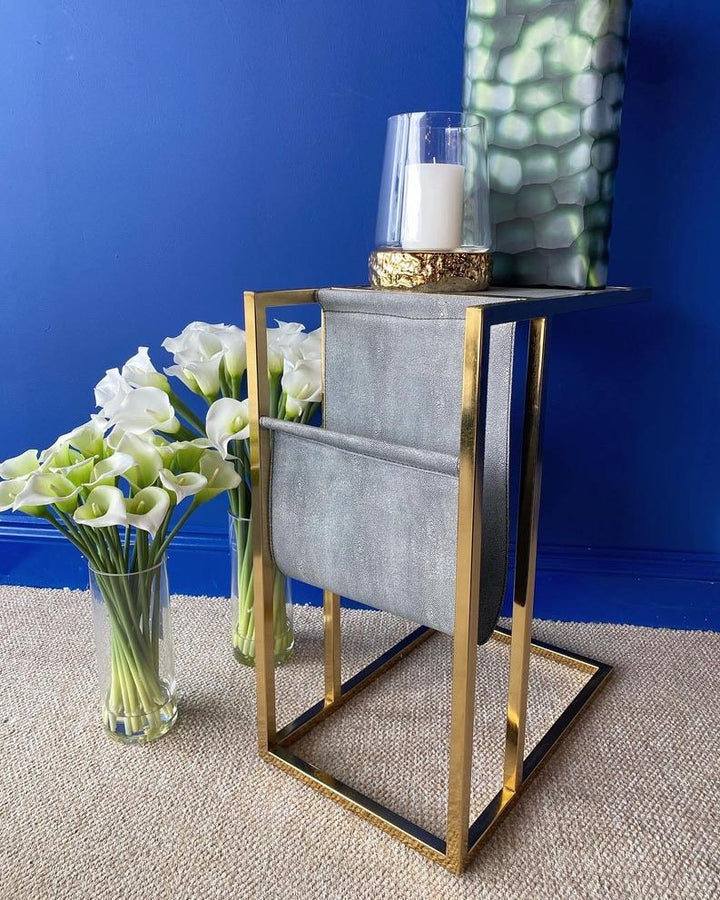 Smoked Grey Shagreen Side Table
