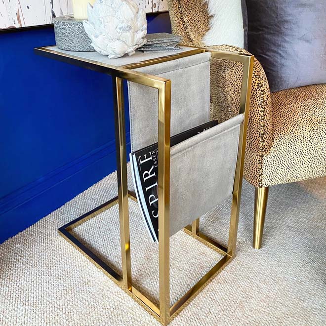 Smoked Grey Shagreen Side Table