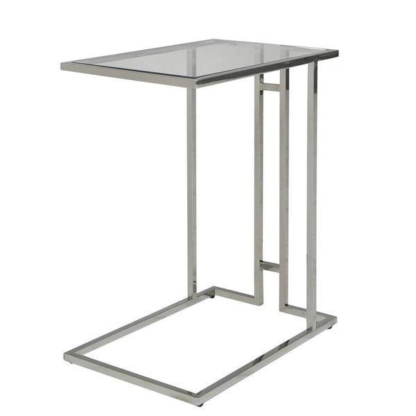 Stainless Steel and Glass Sofa Table