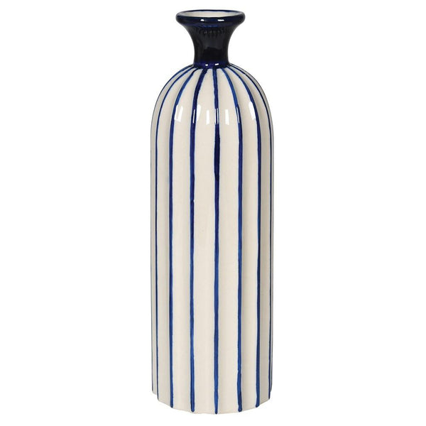 Tall Blue Striped Vase