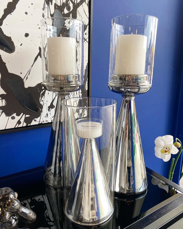 Tall Silver Cone Stem Hurricane