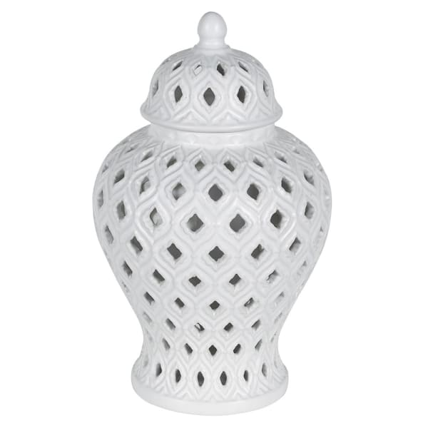 White Pierced Ginger Jar Small